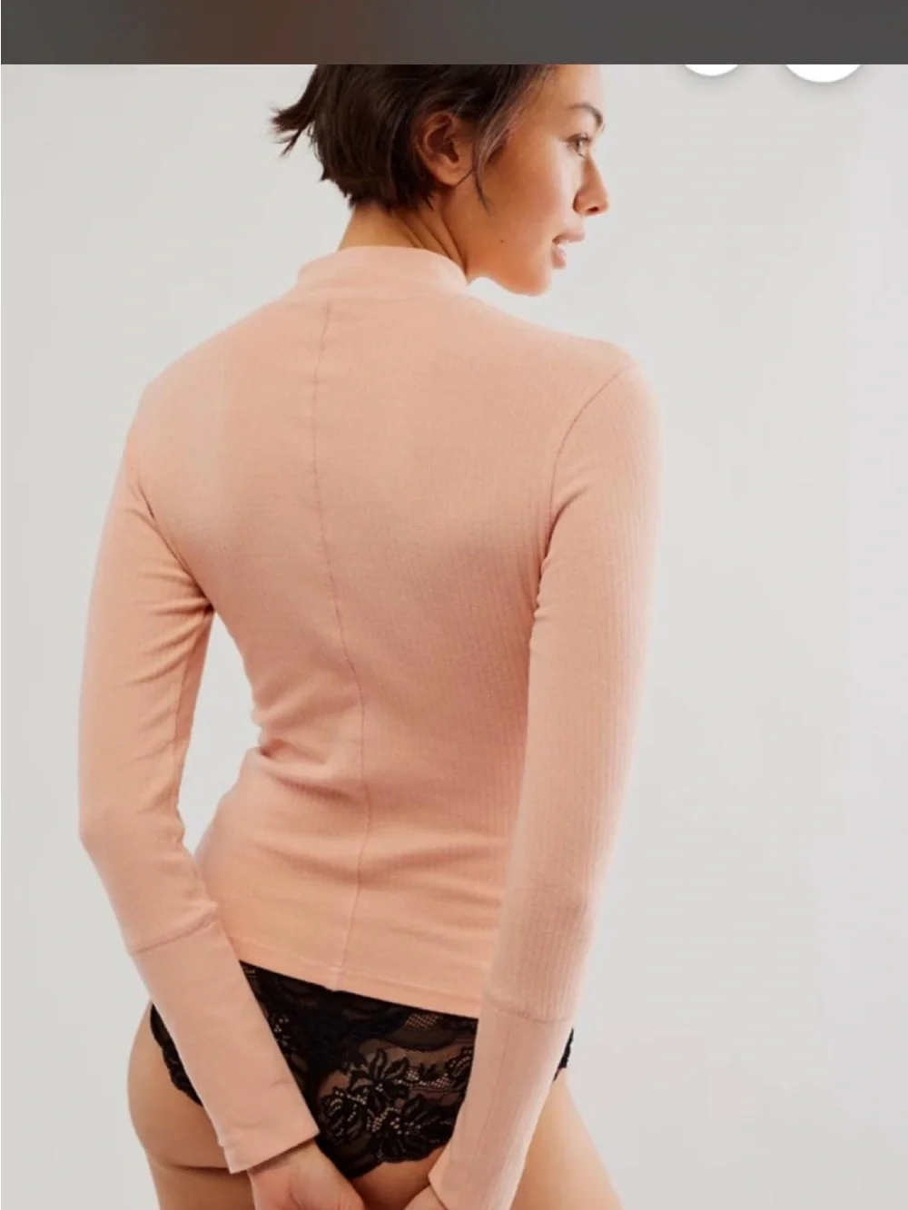 Free People Ribbed Long Sleeve Top in Rose Smoke size s NWT